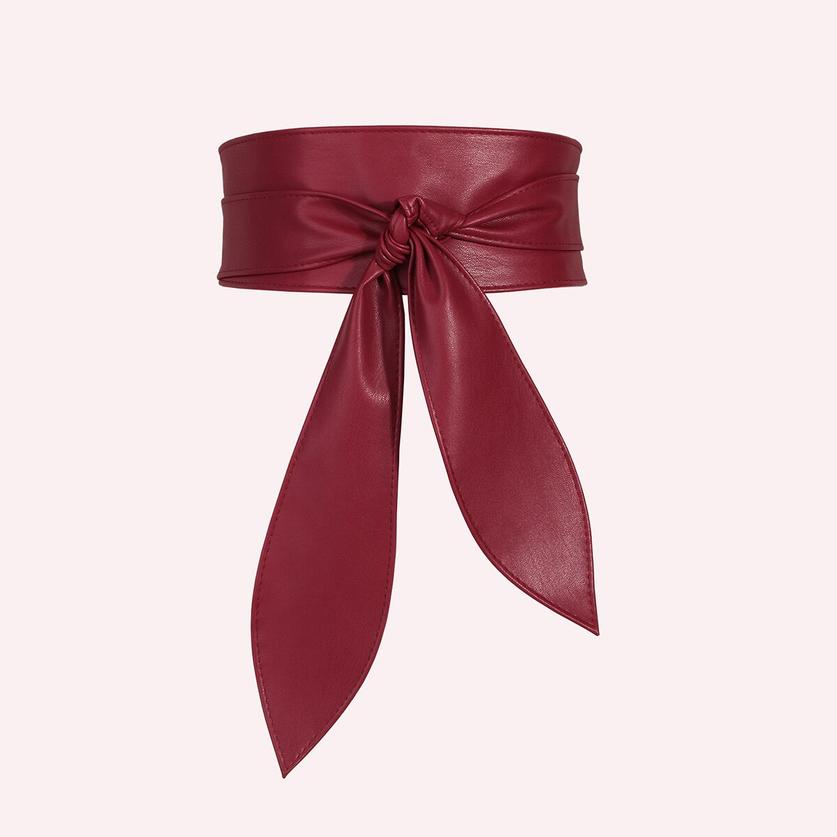 Women Waistbelts Wide Girdle Soft Bow Ribbon Extra Long Belt Bow Imitation Leather Girdle Clothing Accessory Waistbelt: Dark Red