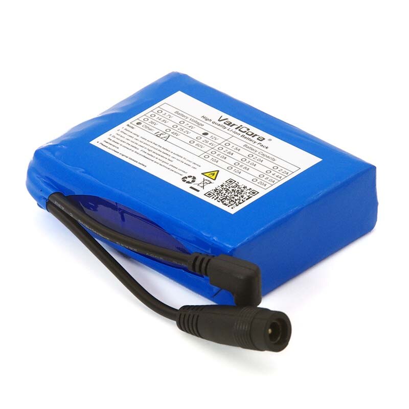 12.6V 18000mAh Polymer lithium battery pack 12v 18ah for LED light alarm CCTV Cam Monitor DC 5.5*2.1mm + 1A Charger
