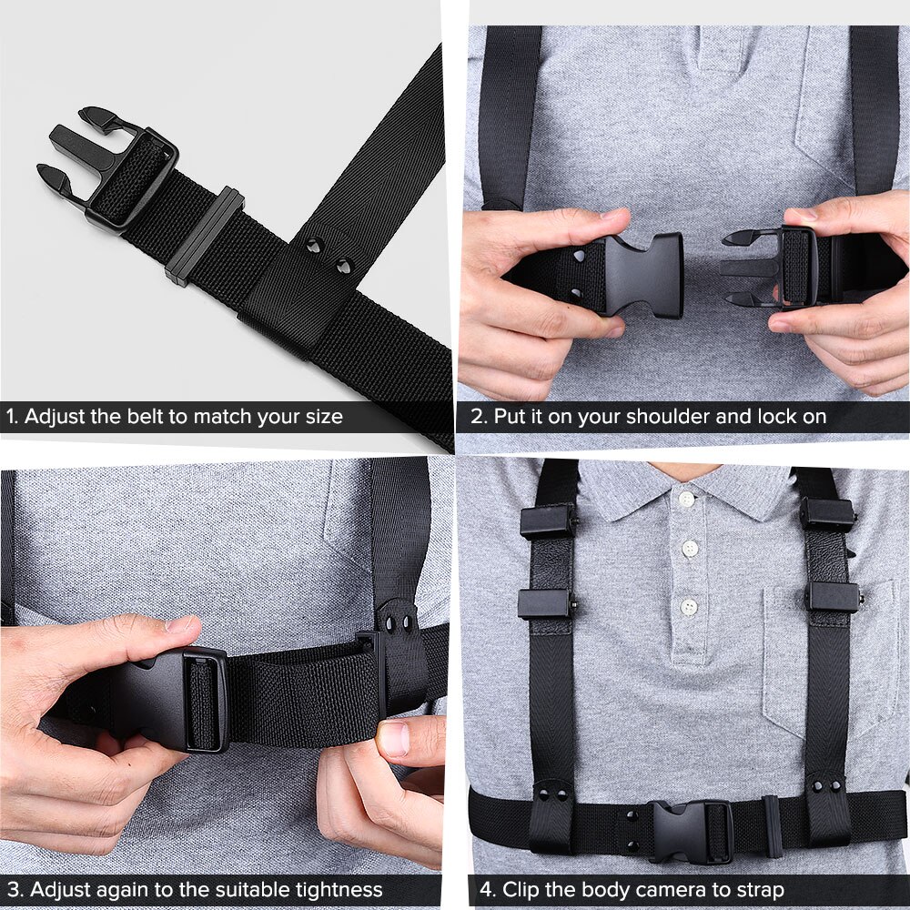 Body Camera Blet para BOBLOV KJ21 WA7 WN9 HD31 HD66 Series cinturón de cámara, cinturón de pecho, correa para el pecho, correa para el hombro