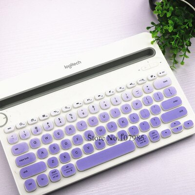 Tastatur Abdeckung Schutz Für Logitech K480 Bluetooth Multi-Gerät Tastatur Silikon Staubdicht kabellos Schreibtisch Staub haut Film: GradientPurple