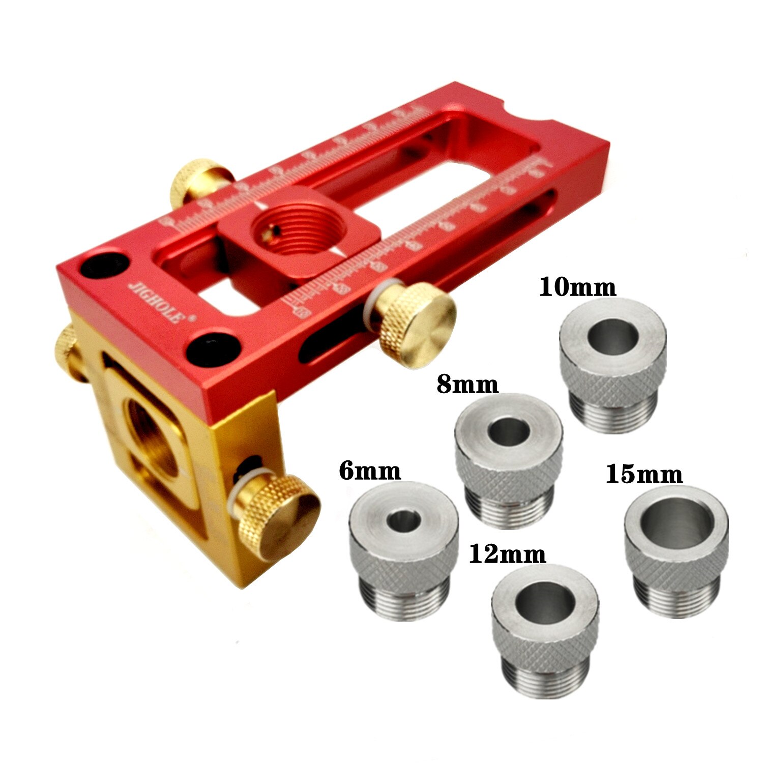 Adjustable Screw Jig 2 in 1 Cross Dowel Drill Guide Kit Woodworking Drilling Puncher Locator Pocket Hole Jig w/ 5 Drill Sleeves: SET B