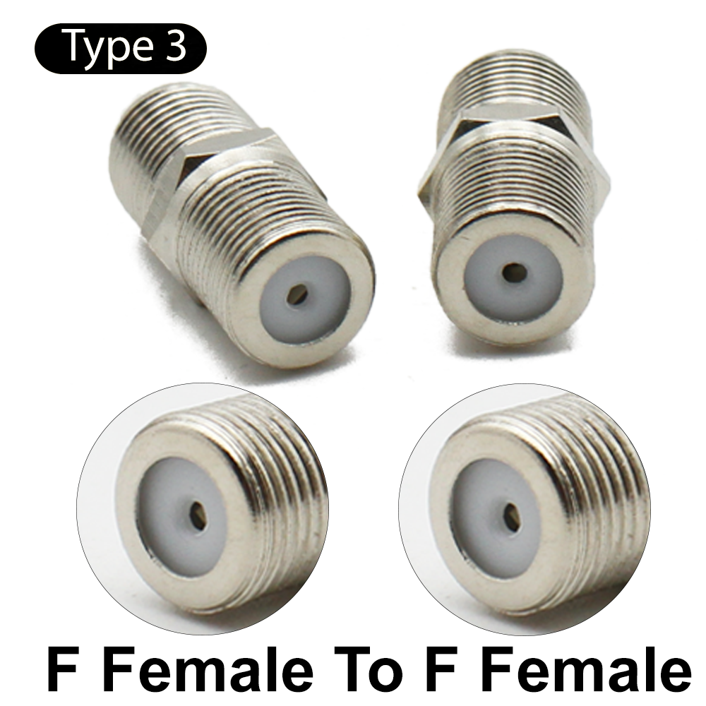 F tv aérea f macho fêmea adaptador ângulo reto rf conector coaxial 3way tipo t divisor cabo antena f combinação: Lavanda