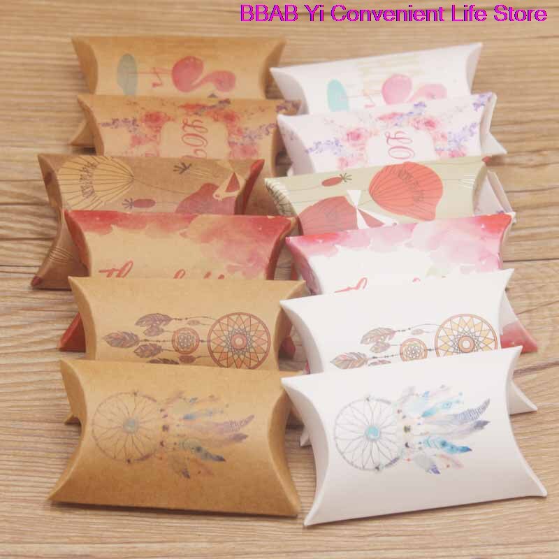 Caja de papel Kraft en forma de almohada, 10 Uds.