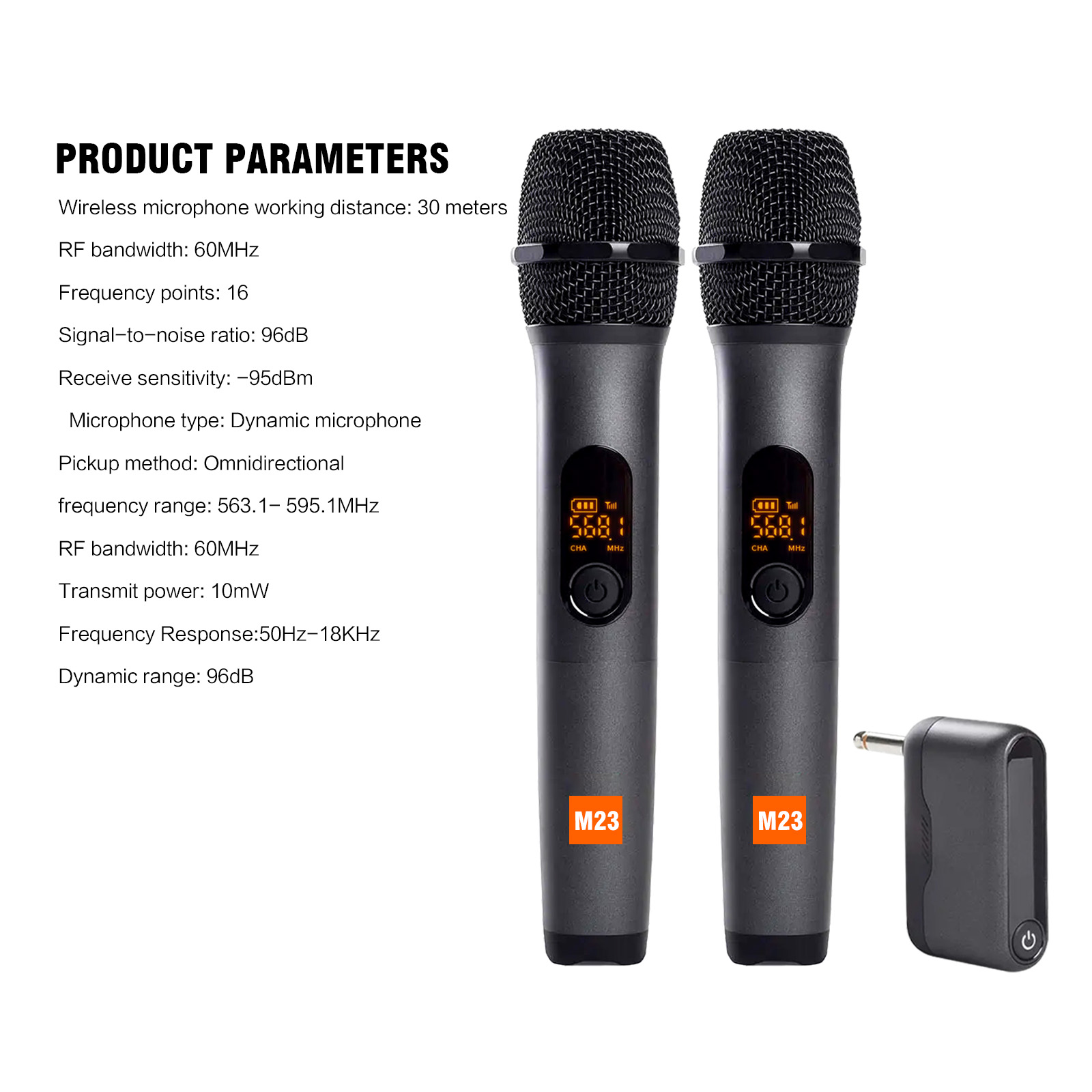 M23 UHF 2-kanaals draadloos microfoonsysteem met oplaadbare ontvanger Draadloze handmicrofoon voor Karaoke Church Party DJ