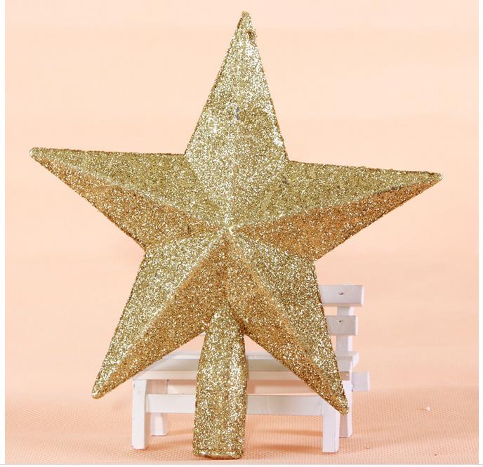 Toppen af juletræet stjerne udendørs dekorationer år julepynt forsyninger glimt jul gyldne / røde stjerner 18cm*20cm: Guld