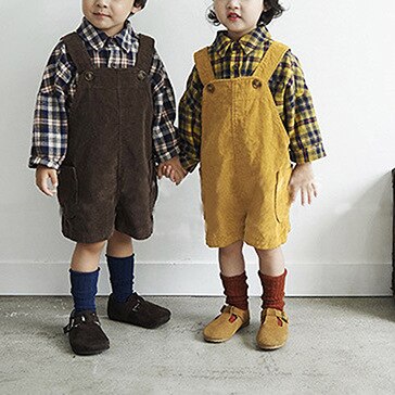 Herfst En Winter Koreaanse Versie Van Mannen, vrouwen En Kinderen Casual Alle-Match Kleine Brede-Been Corduroy Overalls