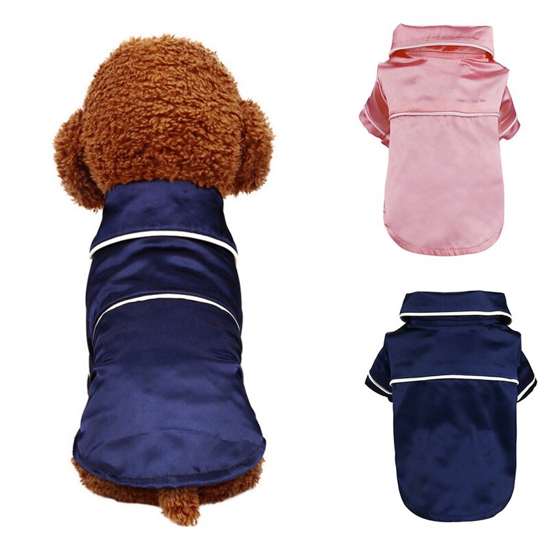 Hund pyjamas blød silke hund jumpsuit tøj kat hvalp skjorte kæledyr homewear pink sort kæledyr pyjamas m