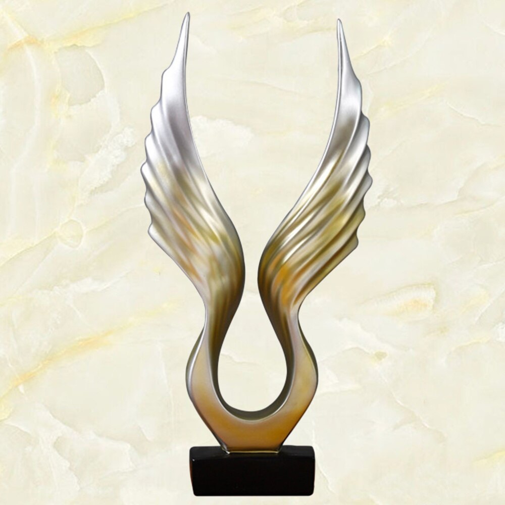 1Pc Moderne Skulptur Engel FlüGel Statue Harz Skulptur Tabletop Dekoration Ornament für Wohnzimmer Schlafzimmer Schrank (Goldene
