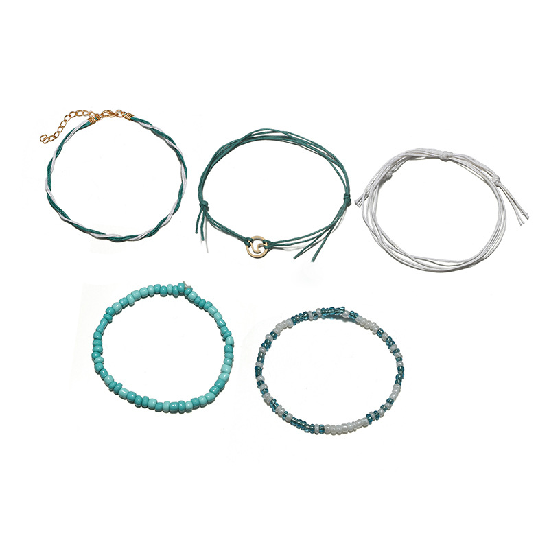 GUVIVI Gold Color Chain Bracelet on Leg Beach Ankle Jewelry Bohemian Pendant Anklets Beads Anklets for Women: SM0456
