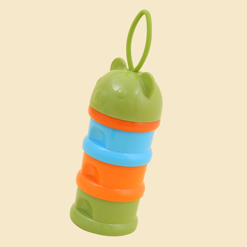 3 Layer Container for Mixture Bottle Feeding Baby Formula Breast Milk Power Storage Mix Dispenser babies Food Portable Kids Box: Green Bear
