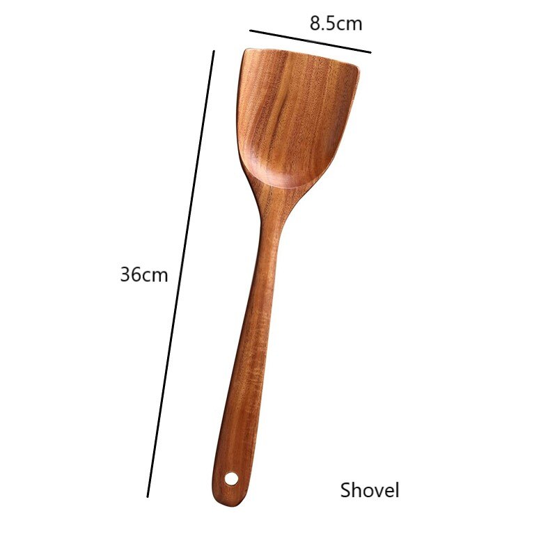 Natürliche Holz Küche Geschirr Kochen Utensil einstellen Nicht-Stock Pfanne Holz Spatel Löffel Für Küche Salat Gabel Küche Werkzeuge einstellen: 02