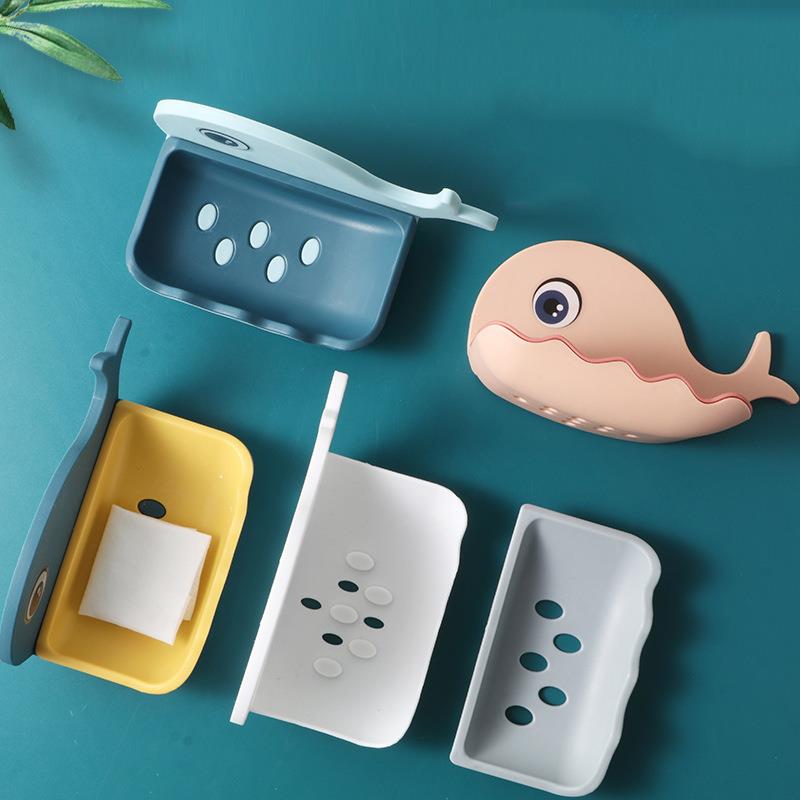 Forma de ballena de la caja de jabón de baño jabón plato bandeja de placa de almacenamiento de baño jabón funda, soporte de baño Baño Gadgets