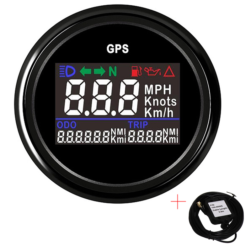 Boat Car GPS Speedometer Odometer with knots km/h mph adjustable Digital Gauge Fuel+Oil Pressure Alarm with GPS Sensor