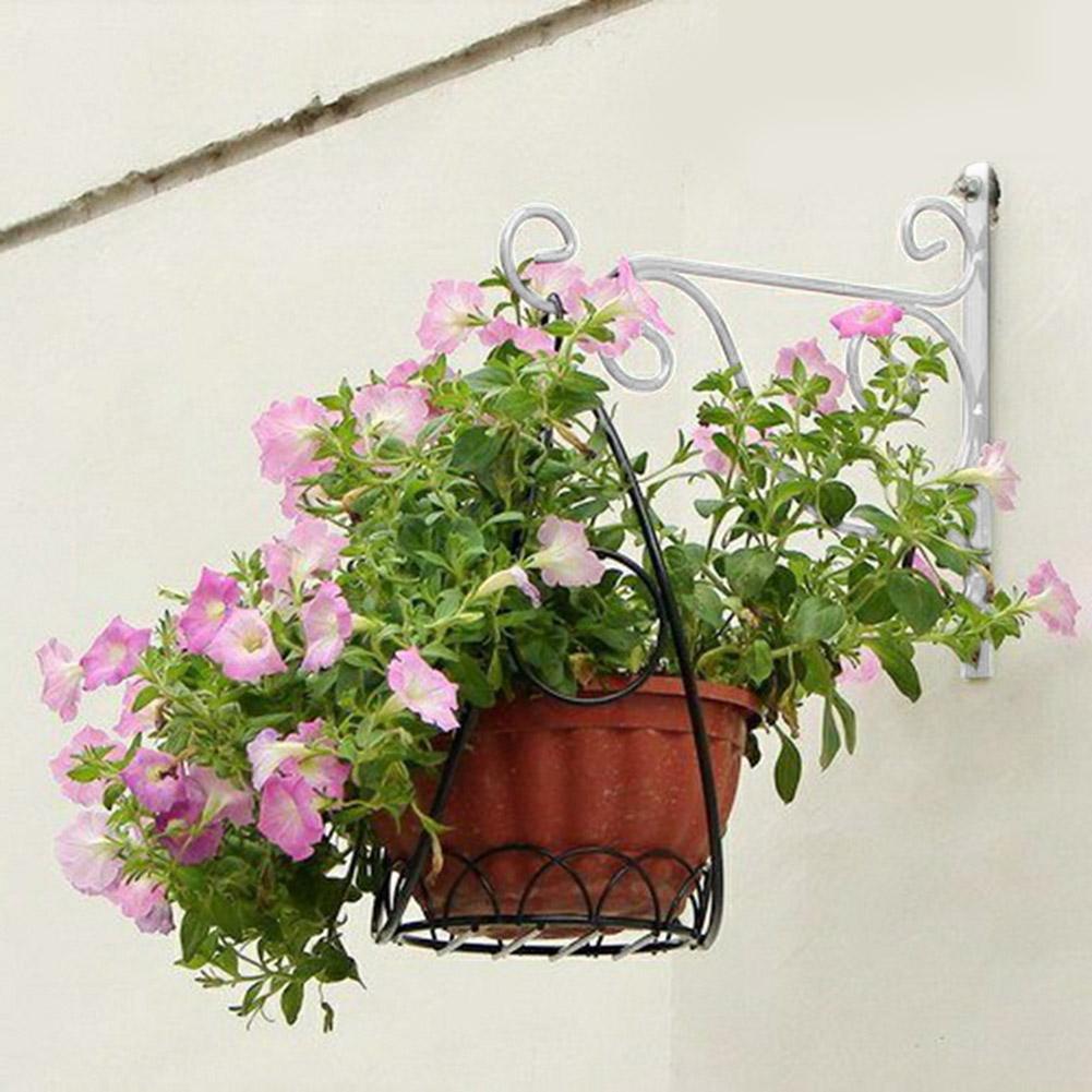 Gancho de pared de hierro forjado para balcón, macetas para flores y plantas, estante decorativo, cesta colgante, soporte de artesanía de jardín