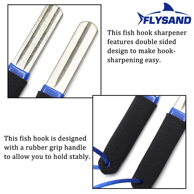 FLYSAND-afilador de anzuelos de pesca portátil con doble ranura para exteriores, herramienta para afilar anzuelos, accesorios de pesca