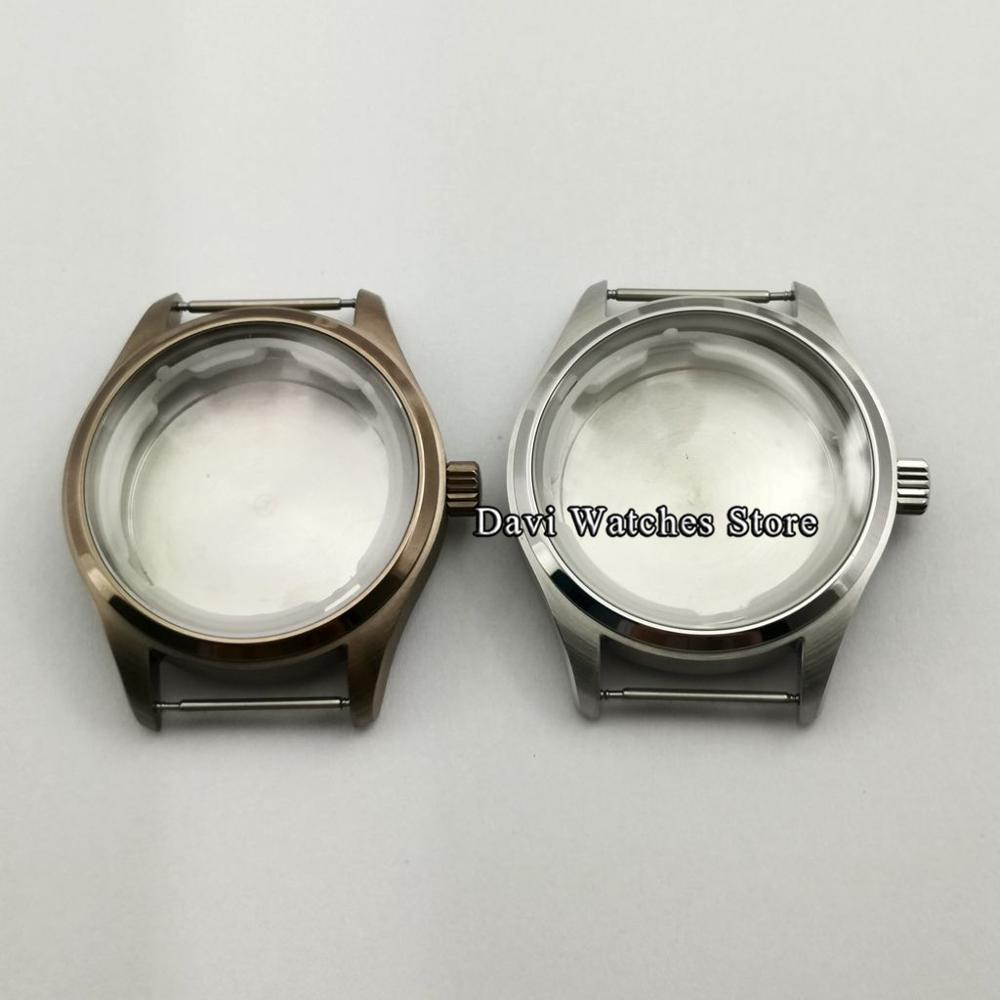 40MM Silver/Bronze coating watch case part brushed Fit NH35/NH36 ETA 2824 movement