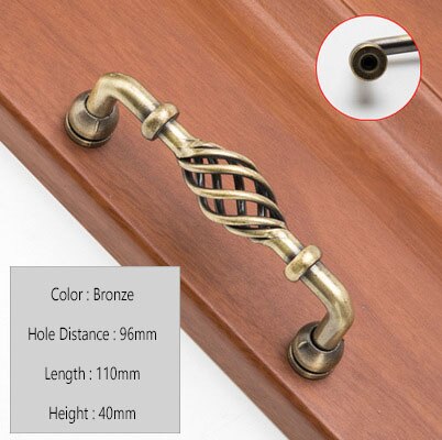 Vintage Antique Bronze Drawer Knobs Cabinet Handles Hollow Out Birdcage Handles Wardrobe Door Pullers Furniture Handle: Bronze A 96mm