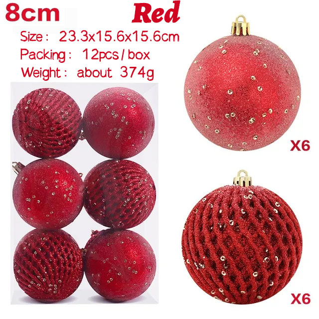 8cm/12pz impostato di palline di natale dipinte con paillettes luccichio oro argento decorazioni pendenti in plastica per la casa ornamento dell'albero di natale: Profondo Zaffiro