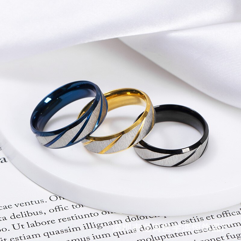 Anillo infinito de boda con patrón de ondas doradas para hombre y mujer, anillos de acero de titanio para pareja, joyería de compromiso,