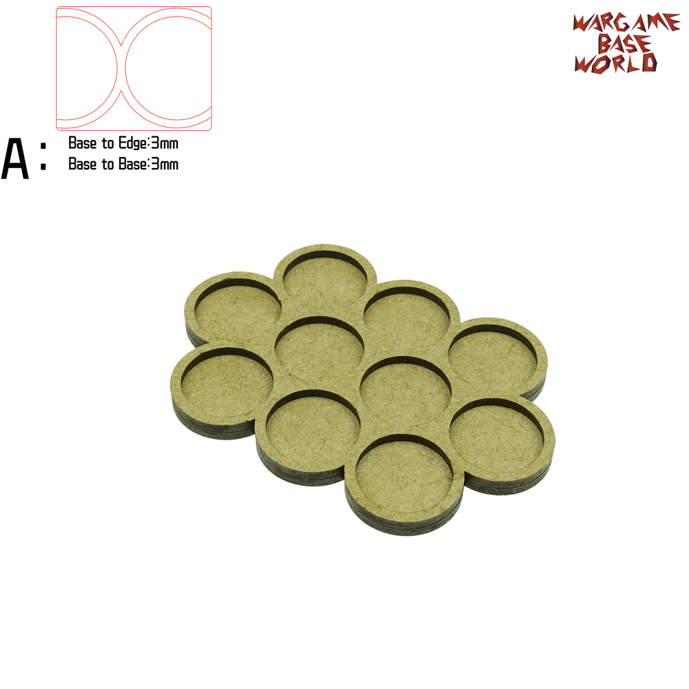 Wargame base world - bevægelsesbakke  - 10 baser 25mm runde - forstyrrelser form mdf