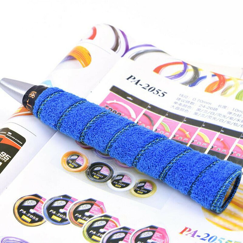 5Pcs Tennis Badminton Racket Anti-Slip Overgrips Katoenen Handdoek Grips Tape Zweet Absorberende Grip Wrap Zweetband: Blue