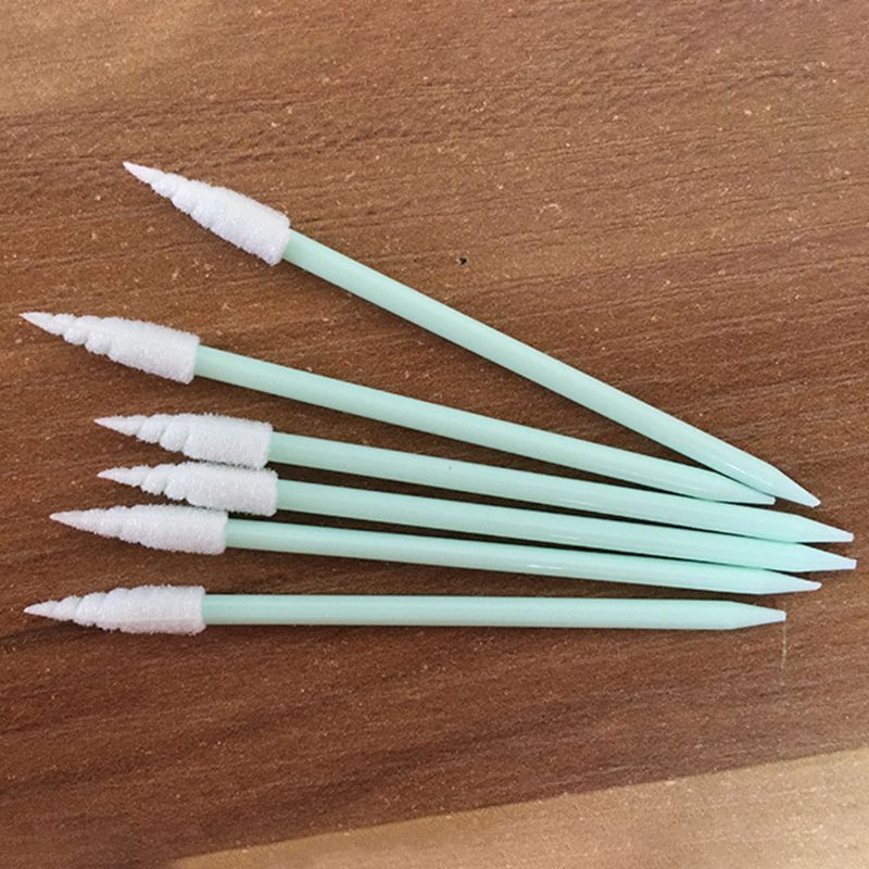 100Pcs/Pack Spiral Pointed Tipped Foam Cleaning Swab Lint Free Sponge Sticks for Camera Optical Lens Electronics Small Hole Area