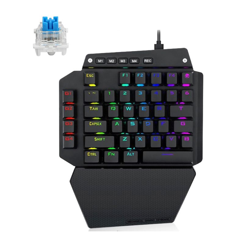 K700 One-hand Mechanical Gaming Keyboard RGB LED Backlight Outemu Switch Macro Defines 44 keys Keyboard: Blue