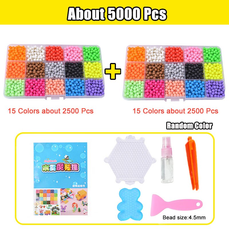 Refill Hama Beads Puzzle 3D Handmade Magic Aquabeads DIY Water Spray Beads Set Ball Games Children Toys for girls: 5000Pcs