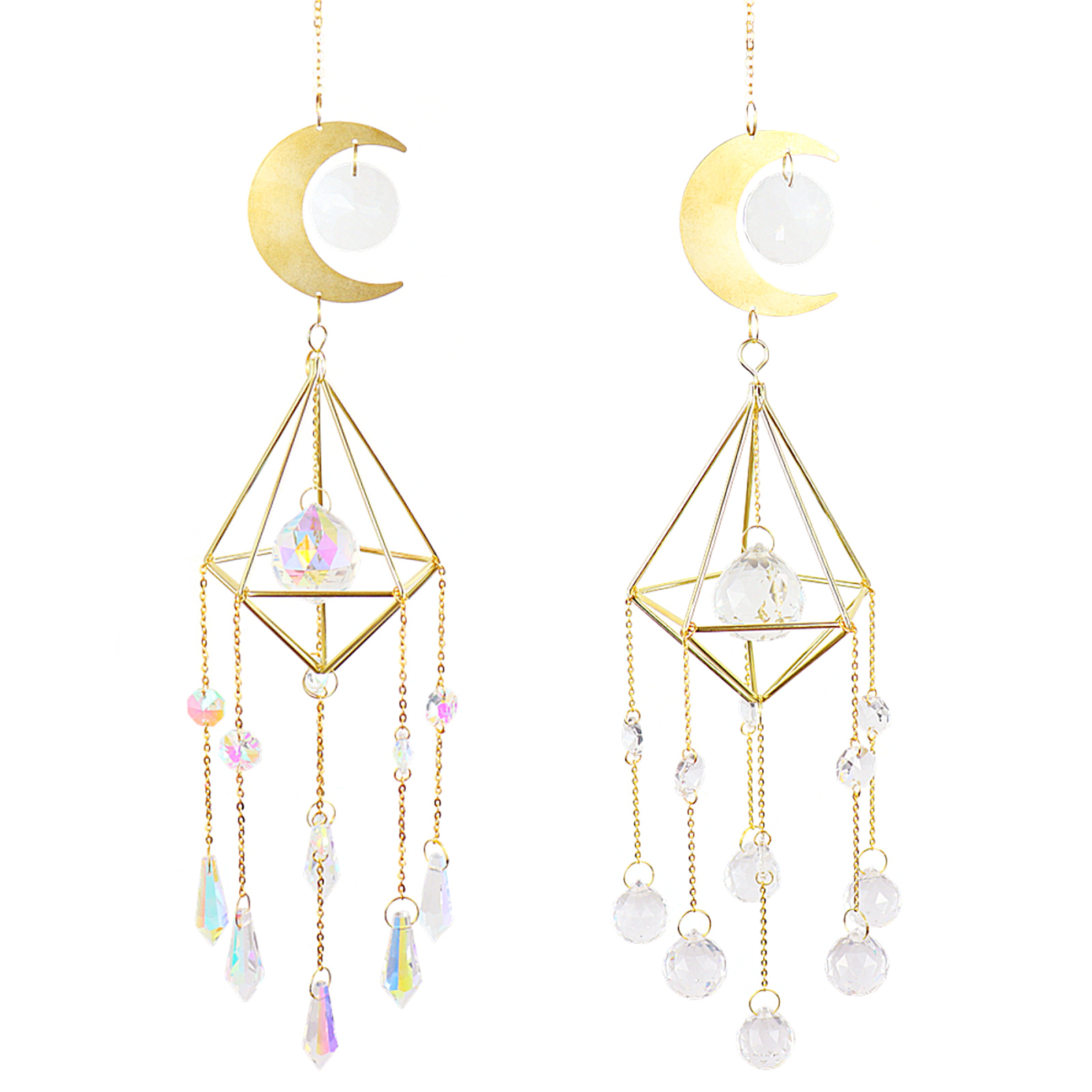 AB Rainbow Crystal Wind Chimes Suncatchers Rainbow Maker Window Prisms Hanging Decorations for Home Garden Decorative Chimes