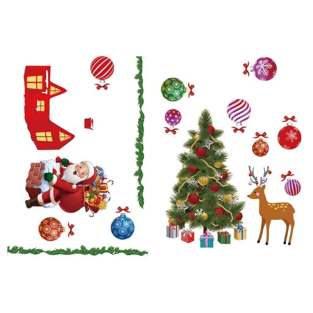 DIY Merry Christmas Windows Sticker Window Glass Electrostatic Paste Sticker Year Stickers Decoration Ornaments Xmas: B
