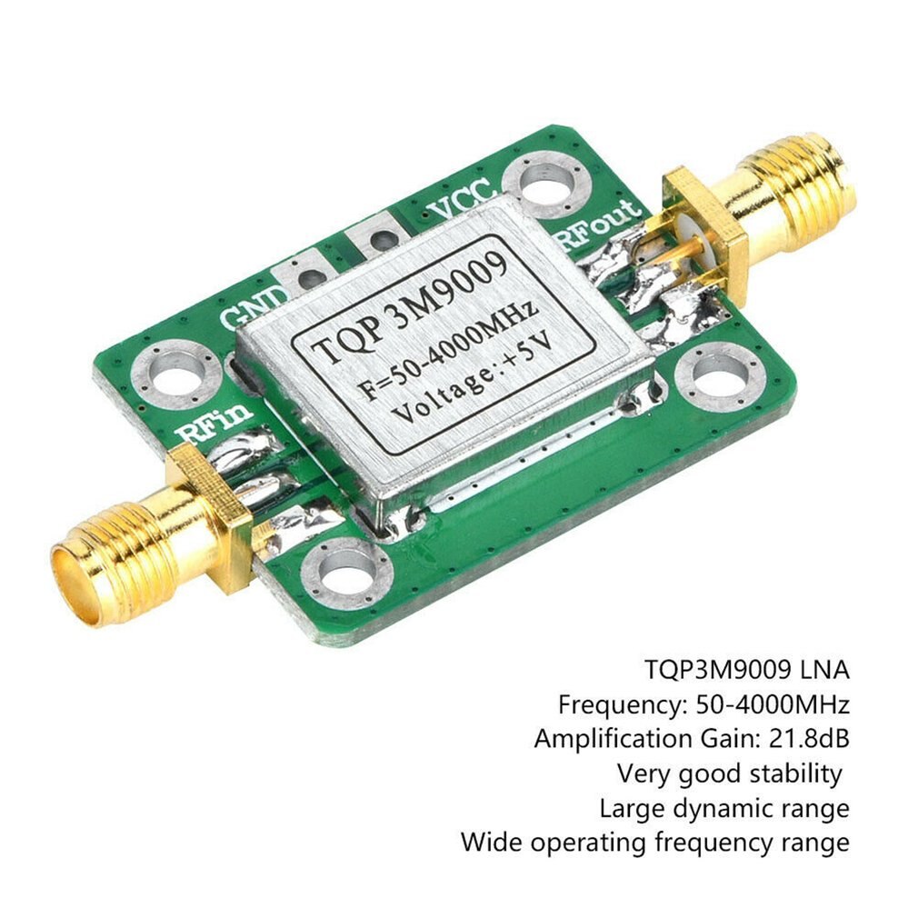 High linear RF broadband low noise amplifier With shield TQP3M9009 Wide operating frequency range Fixed gain amplification