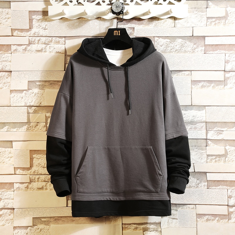 Casual Men Hip HOP Hoodies Sweatshirts Streetwear One Piece Brand Black Grey