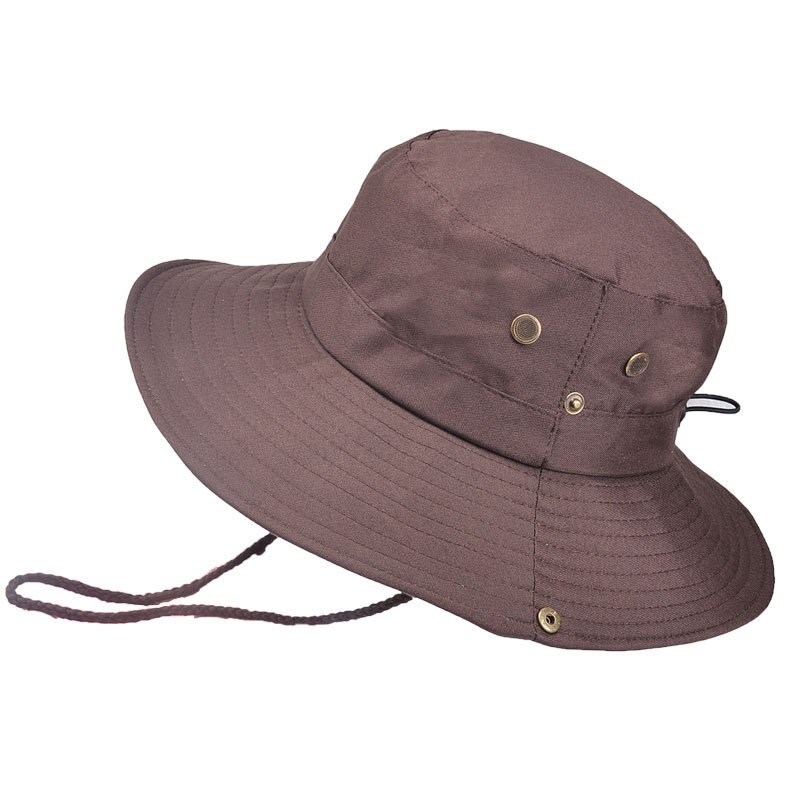 Outdoor Zonnehoed Mannen Bergbeklimmen Grote Rand Ademend Hoed Mannen Zon Bescherming Uv Visser Hoed Cap: Coffee color