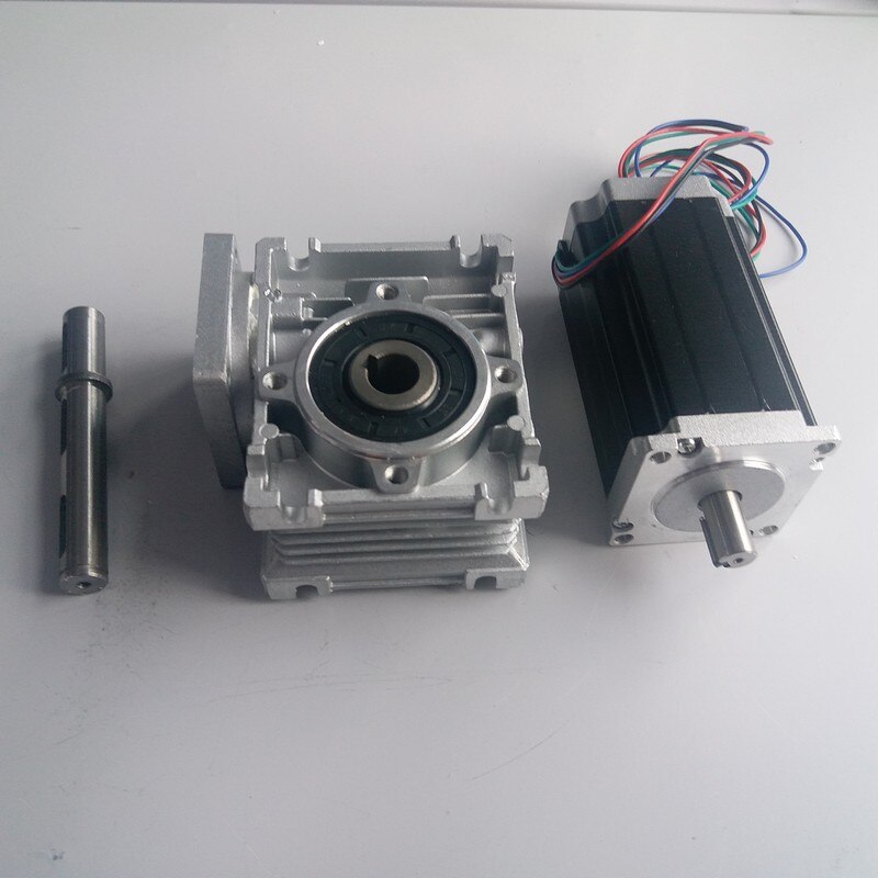 Ratio10:1 reductor de velocidad de caja de engranajes de tornillo sin fin RV030 14mm de salida con Motor paso a paso Nema23 84MM 2.2NM 320Oz-in kit para enrutador CNC