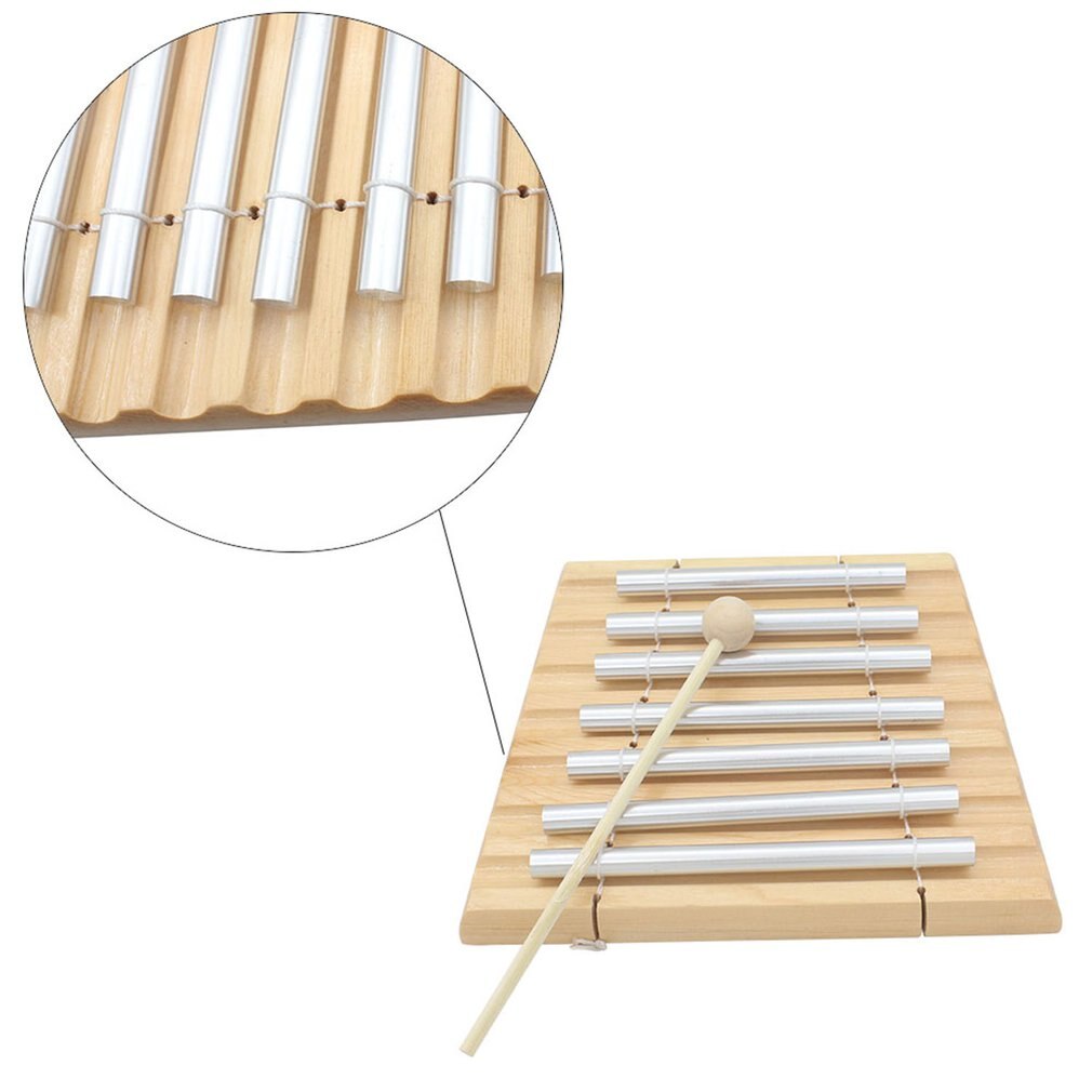 1PC Wooden Percussion Seven Bar Chime Percussion 7 Toner Musical Instruments with Wooden Percussion Hammer