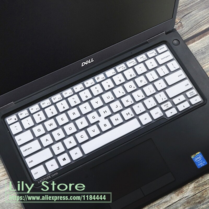 14 tommer silikone notebook laptop tastatur cover beskytter hud til dell latitude 7400 3400 5400 5401 7400: Hvid