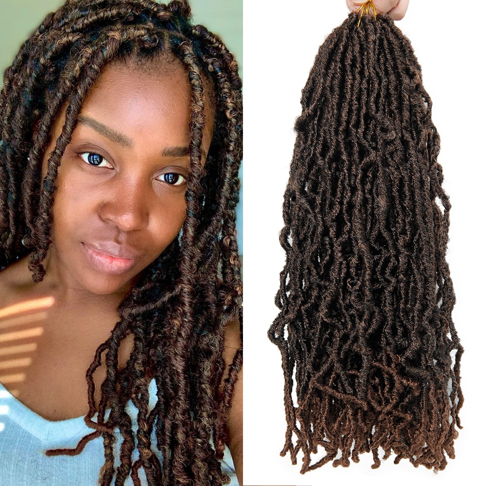 Curly Nu Locs Crochet Hair 18Inch Goddess Faux Locs Braiding Hair Natural Wavy Dreadlocks Synthetic Hair Extensions Hair Braids