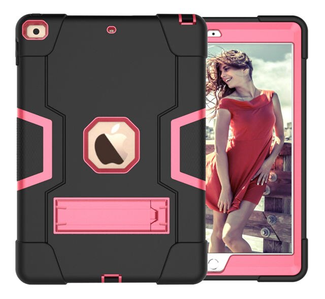 Heavy Armor Shochproof kids Silicone Cover case for iPad 10.2 7 7th Gen A2198 A2200 A2197 10.2" Tablet Funda Capa: Black Rose