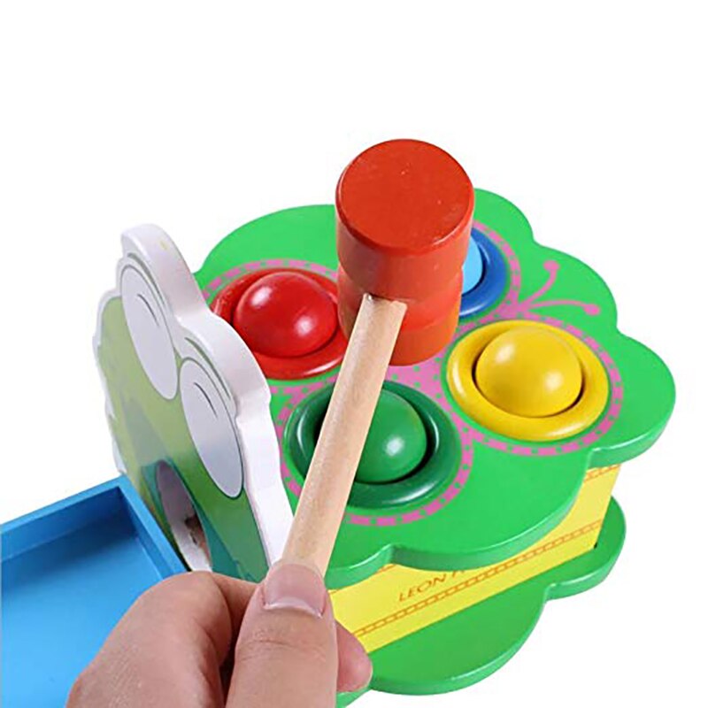Baby wooden toy creative leon frog percussion table toy hammer beating children's toy early educational birthday new