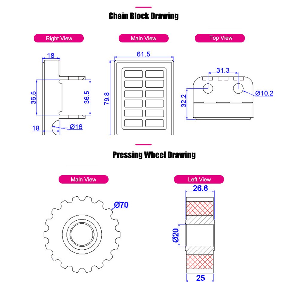 Conveyance Chain Pad And Pressing Roller Conveyor Block Pad for Homag Nanxing KDT Edge Banding Machine 10Pcs/Lot FLK001