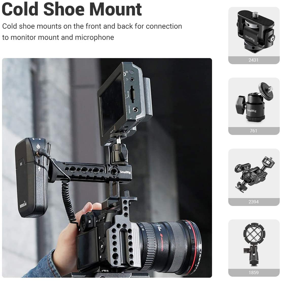 SmallRig DSLR videocamera impugnatura superiore videocamera stabilizzatore maniglia NATO sgancio rapido W SmallRig A6500 BMPCC 4K 6K gabbia 1955