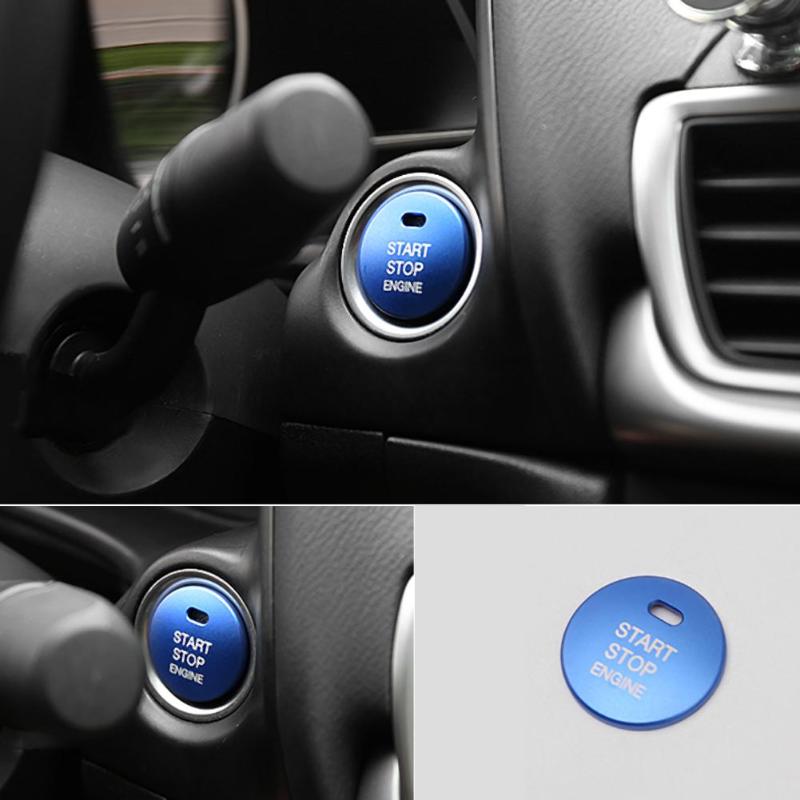 Interruptor de botón de arranque y parada de motor de coche, cubierta de repuesto, pegatina de tapa embellecedora para Mazda 3 Axela, CX-3, CX-4, herramientas de estilo