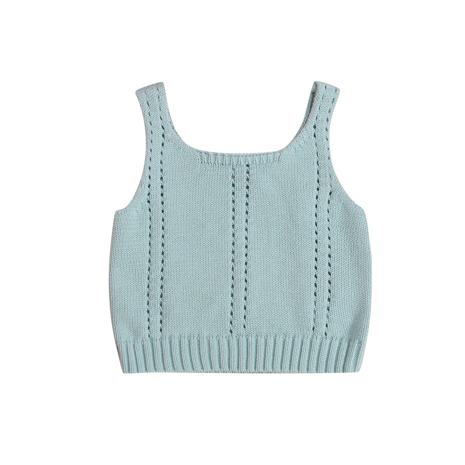 Kinderen Baby Meisjes Mouwloze Tank Tops Peuter Effen Brede Schouderriem Gebreide Vest Baby Kids Zomer Casual Kleding: Blauw / 3T