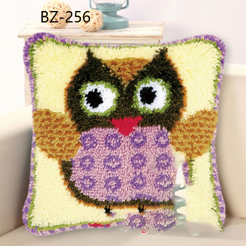 Latch Hook Animal Series 3D Segment Embroidery Pillow DIY Wool Latch Hook Kits Handcraft Carpet Embroidery Supplies: BZ-256 / 43x43cm