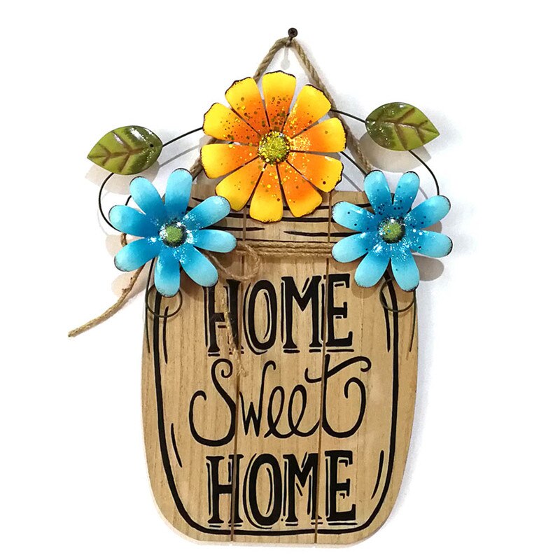 Home Sweet Home Houten Craft Sig Lente Tuin Bloem Mand Metalen Opknoping Boord Pasen Mand En Ijzer Plaque Pasen Decoratie: Army Green