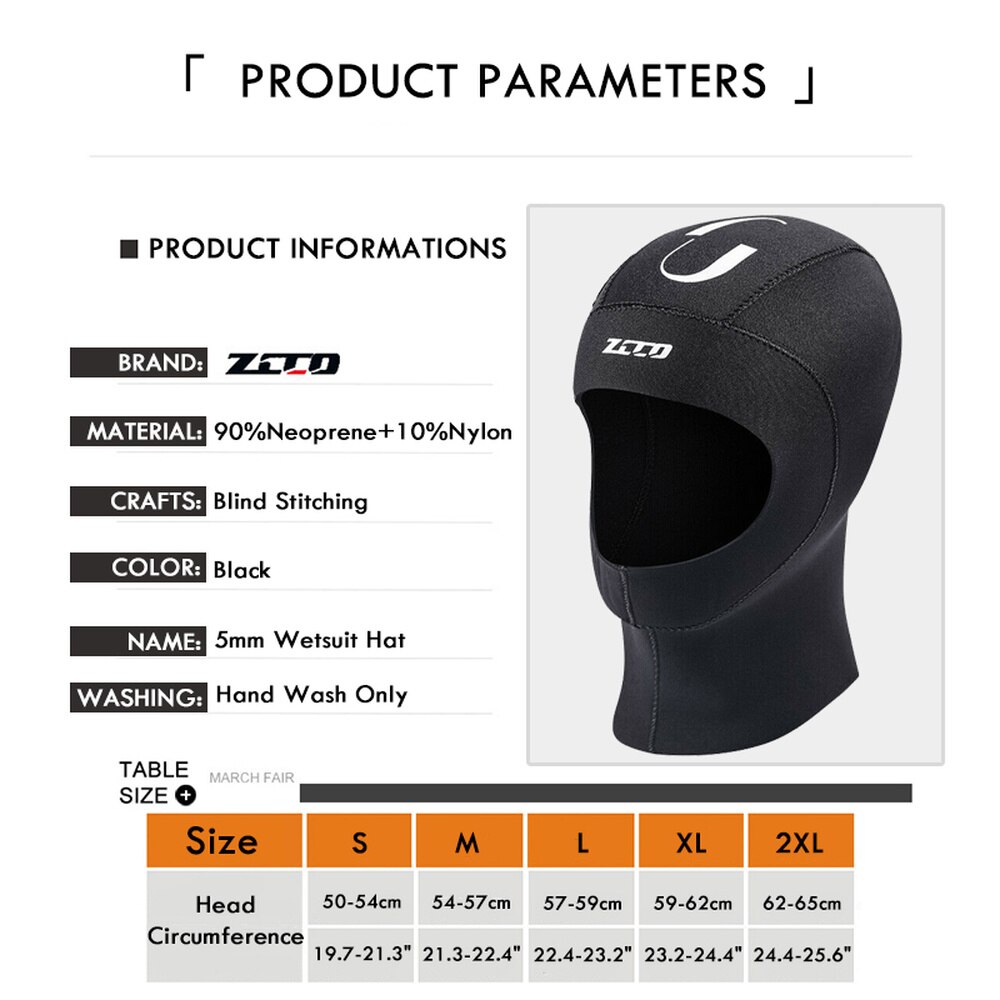 Neopreen Wetsuit Hood Duikkap 3 mm 5 mm voor Mannen Vrouwen Jeugd, Bib Duikcap Surfen Thermische Hood voor Kajakken Snorkelen Zwemmen Zeilen Kanoën Watersport (3 mm Zwart Nieuw, S
