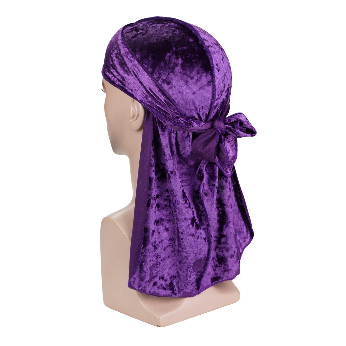 Bandana Durag de terciopelo con diamantes Unisex para hombre, gorro ondulado de cola larga, turbante de trapo Doo elástico para hombre, gorros de Hip-hop