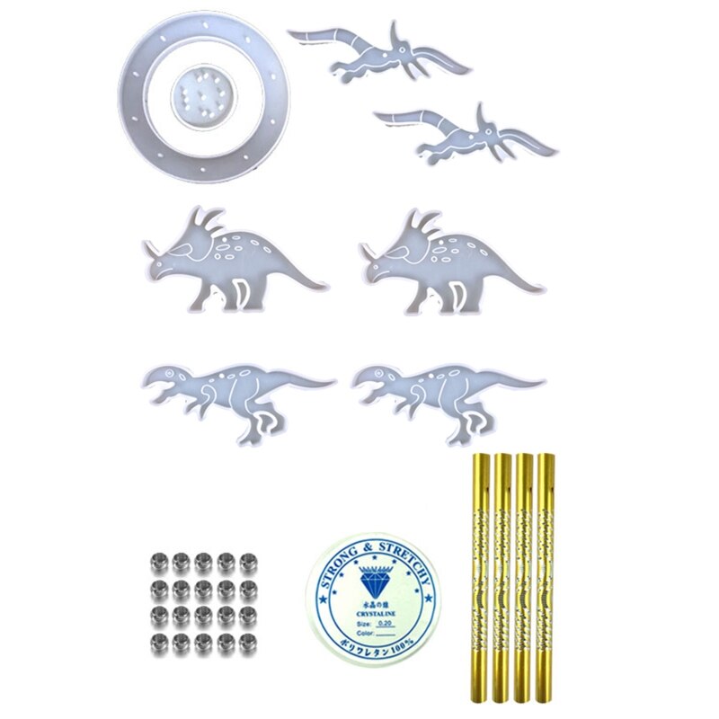 Niedliche dinosaurier-windspiele aus silikonformen, set für gartendekorationen: Weiß