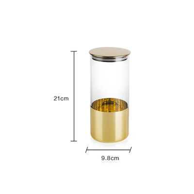 Gyllene glas förseglade burkar kök förvaring förvaringsburkar matbehållare burkar matorganisator diverse spannmålsorganisator: 1400ml guld