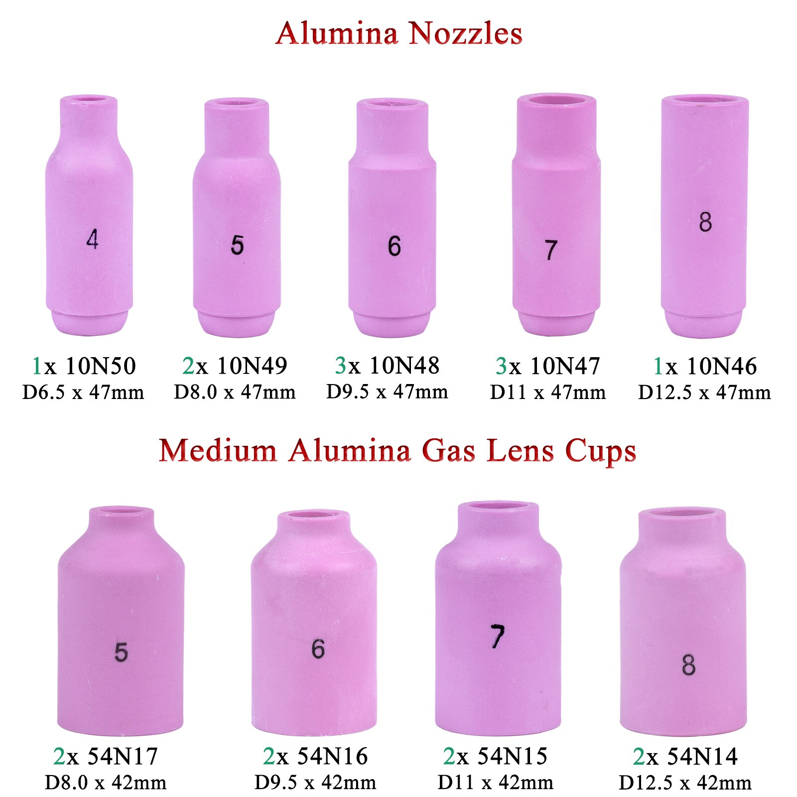 51pz TIG torcia per saldatura lente a gas per WP17 WP18 WP26 TIG tappo posteriore pinza e pinza kit di ricambi per il corpo accessori pratici durevoli